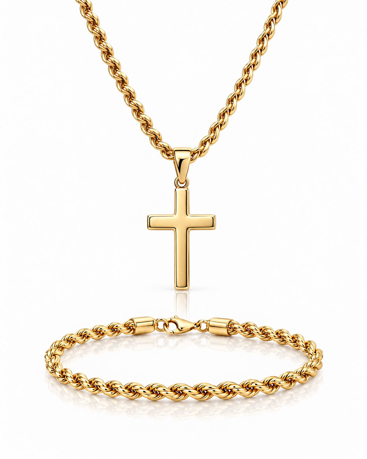 Set Cruz + Rope oro Vesko – colgante cruz y pulsera rope