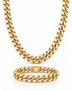 Set Cuban Link 8mm oro Vesko – cadena y pulsera
