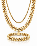 Set Completo Cuban oro Vesko – cadena Cuban, cadena rope y pulsera
