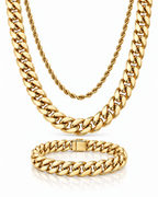 Set Completo Cuban oro Vesko – cadena Cuban, cadena rope y pulsera