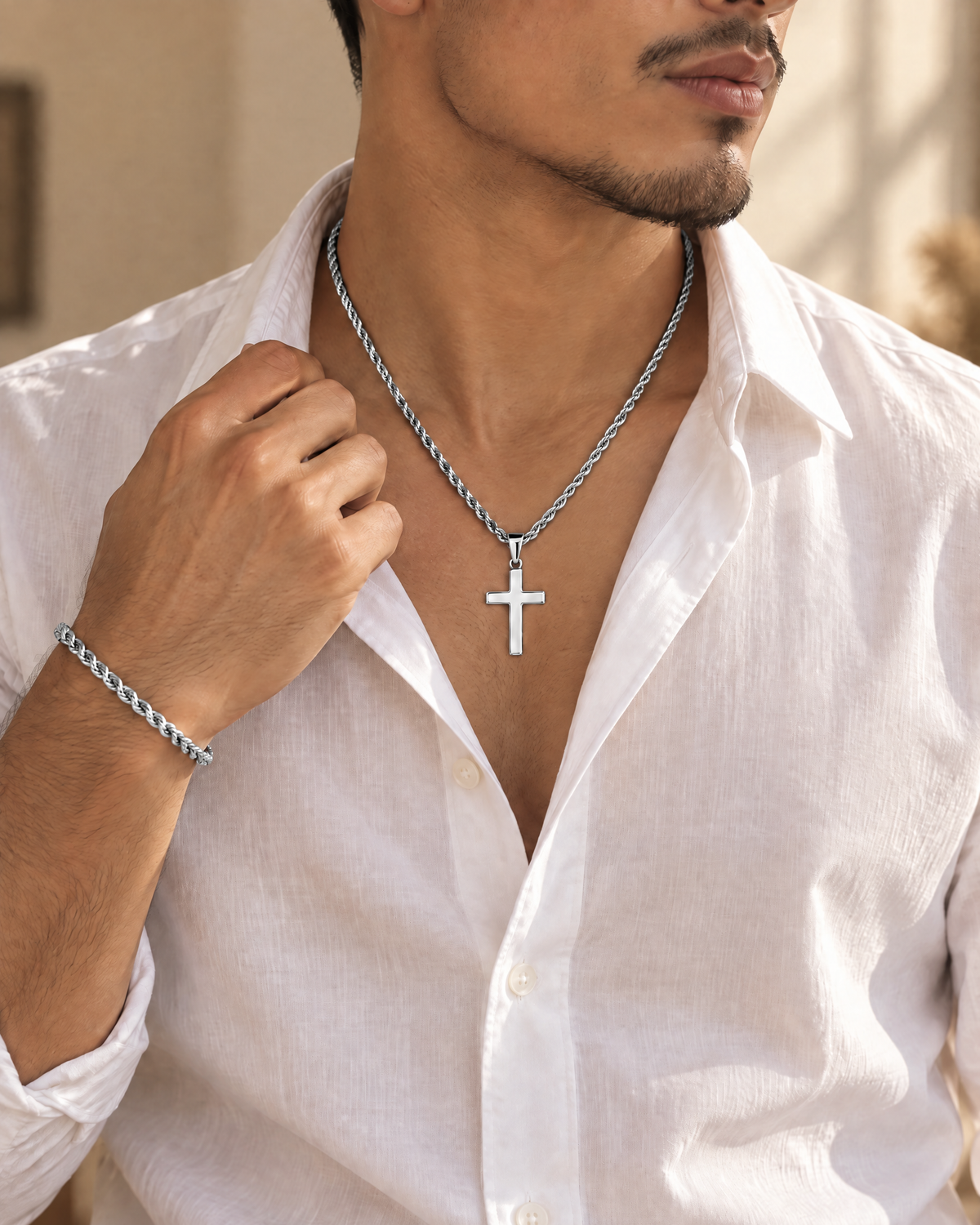 Set Cruz + Rope plata puesto – Vesko