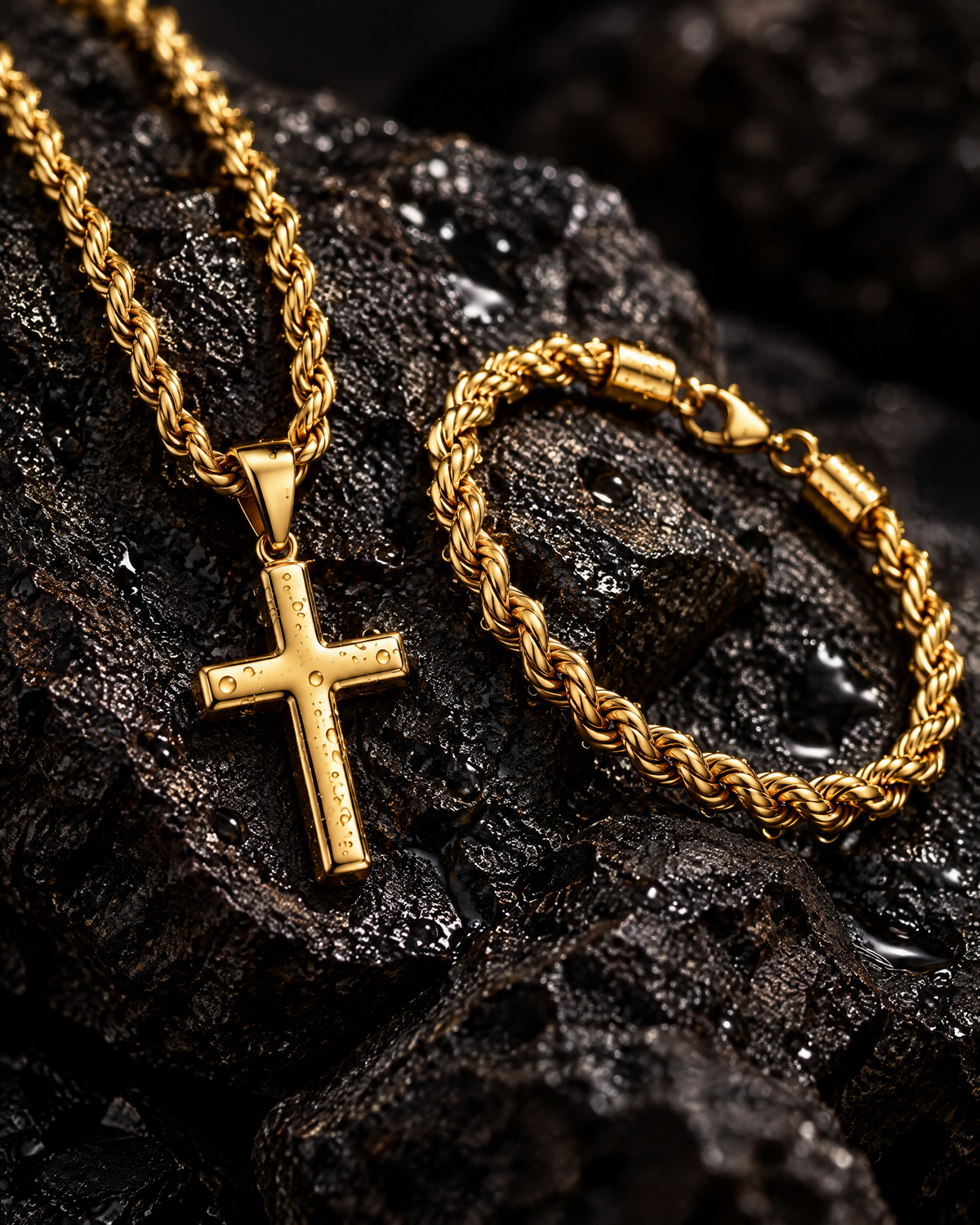 Detalle Set Cruz + Rope oro – Vesko
