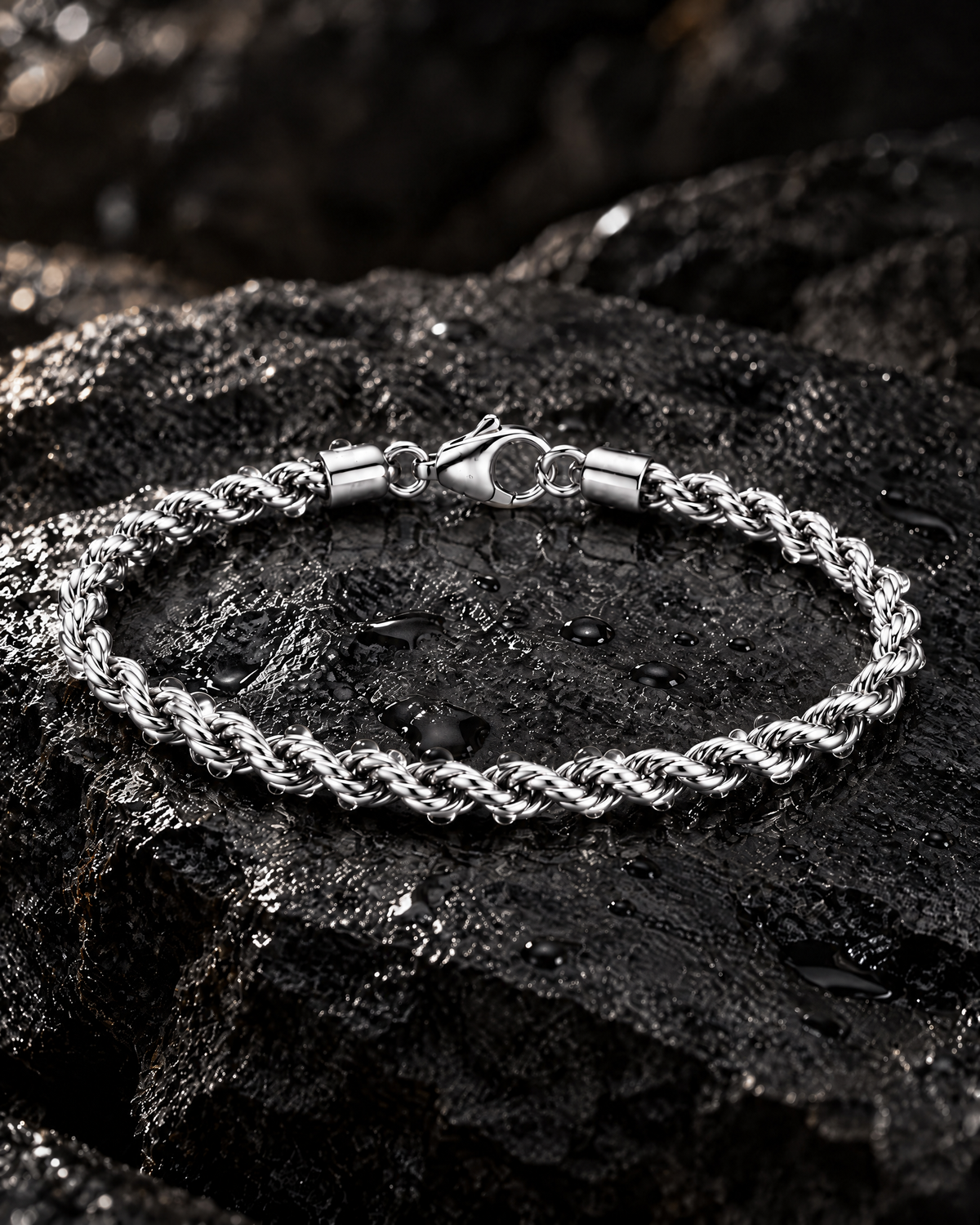 Detalle Pulsera Rope 3mm plata – Vesko