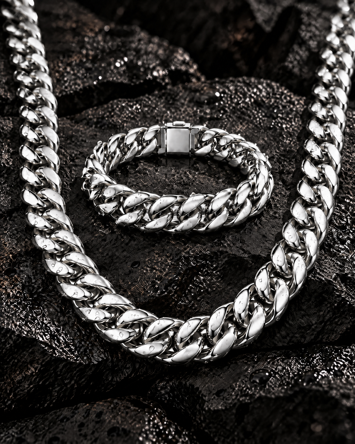 Detalle Set Cuban Link 8mm plata – Vesko